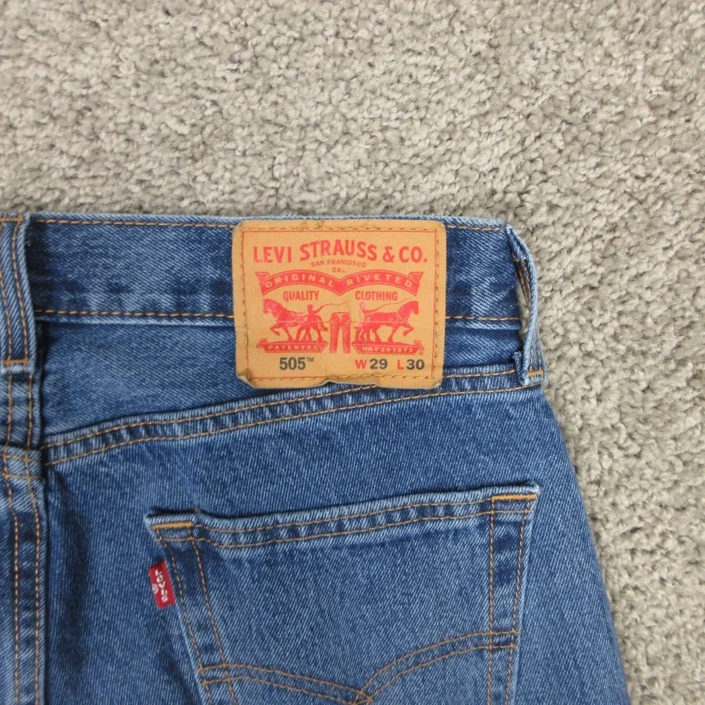 Levis Jeans Mens 29x30 Blue 505 Regular Straight Stone Wash Zip Fly Denim Pants